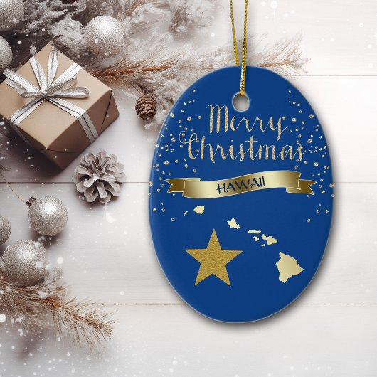 Blue Gold Hawaii Star Keramisch Ornament