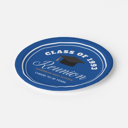 Blue Gold High School Reunion - Gepersonaliseerde Papieren Bordje (Gekanteld)