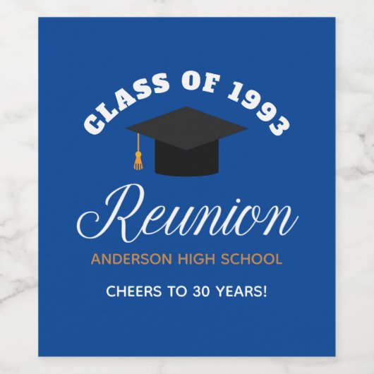 Blue Gold High School Reunion - Gepersonaliseerde Wijn Etiket (Enkel label)