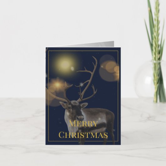 Blue & Gold Holiday Greeting Card (4 Pages) Kaart (Voorkant)