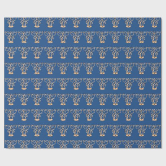 Blue Gold Holiday-kerstpatroon Cadeaupapier (Vlak)
