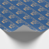 Blue Gold Holiday-kerstpatroon Cadeaupapier (Hoek)