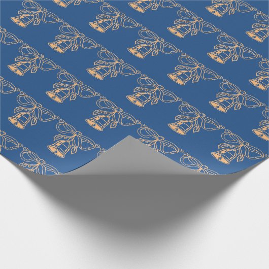Blue Gold Holiday-kerstpatroon Cadeaupapier (Hoek)