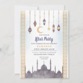 Blue Gold Iftar Party Ramadan Dinner Invitation Save The Date (Voorkant)
