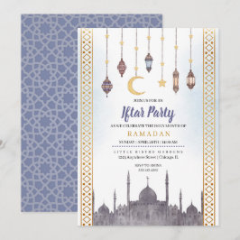 Blue Gold Iftar Party Ramadan Dinner Invitation Save The Date