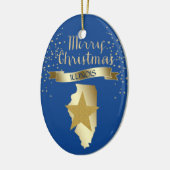 Blue Gold Illinois Star Keramisch Ornament (Links)