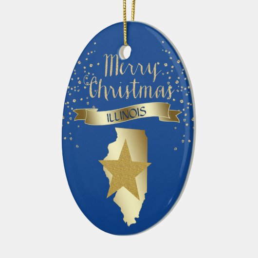 Blue Gold Illinois Star Keramisch Ornament (Links)