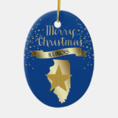 Blue Gold Illinois Star Keramisch Ornament (Voorkant)