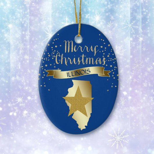 Blue Gold Illinois Star Keramisch Ornament