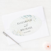 Blue Gold( Imitat)  Watercolour Wedding Collection Ovale Sticker (Envelop)