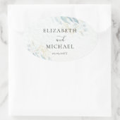 Blue Gold( Imitat)  Watercolour Wedding Collection Ovale Sticker (Tas)