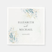 Blue Gold( Imitat) Watercolour Wedding Collection Servet (Voorkant)