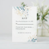 Blue Gold( Imitat) White Wedding Collection RSVP Kaartje (Staand voorkant)