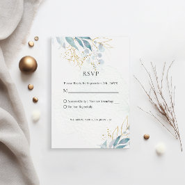 Blue Gold( Imitat) White Wedding Collection RSVP Kaartje