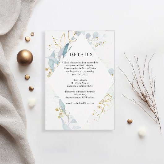 Blue Gold( Imitate ) White Wedding Collection RSVP Kaartje