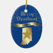 Blue Gold Indiana Star Keramisch Ornament (Voorkant)