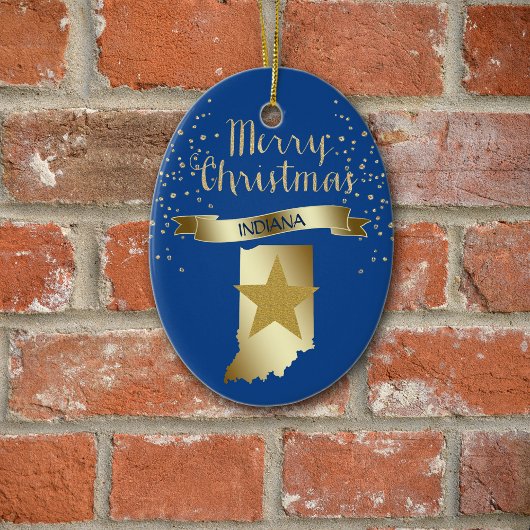 Blue Gold Indiana Star Keramisch Ornament