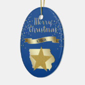 Blue Gold Iowa Star Keramisch Ornament (Links)