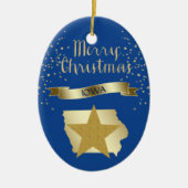 Blue Gold Iowa Star Keramisch Ornament (Voorkant)