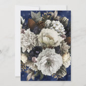 Blue Gold Ivory Flowers kerstparty Kaart (Achterkant)