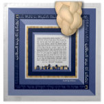 Blue Gold Jerusalem ASHKENAZ Challah Dough Cover Katoenen Servet<br><div class="desc">ASHKENAZ Version of the Bracha on our popular Jerusalem Shades of Blue & (simulated) Gold Framed Challah Dough Cover. Challah Dough Cover includes the full text of the Ashkenazic version of the Blessing recited when separating Challah plus the full text of the Yehi Ratzon that is often said when performing...</div>