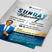Blue & Gold Join us for Sunday Worship Church Flyer
