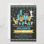 Blue Gold Jump & Bounce Trampoline Verjaardagsfees Kaart (Voorkant)