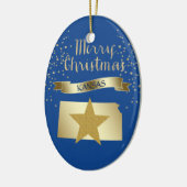 Blue Gold Kansas Star Keramisch Ornament (Links)