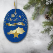 Blue Gold Kentucky Star Keramisch Ornament