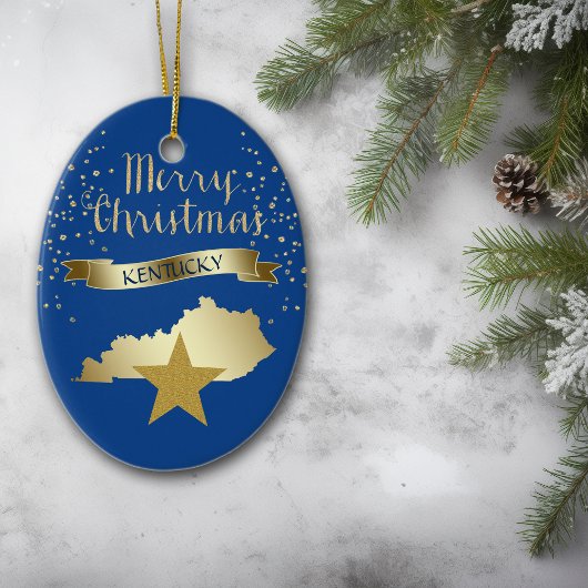Blue Gold Kentucky Star Keramisch Ornament