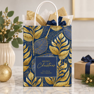 Blue Gold Kerstpatroon#29 ID1009 Medium Cadeauzakje