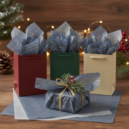 Blue Gold Kerstpatroon#34 ID1009 Tissuepapier