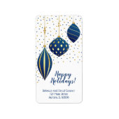 Blue Gold kerstsierents Holiday Adres Etiket (Voorkant)