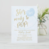 Blue Gold klaar voor Pop Baby shower Kaart (Staand voorkant)