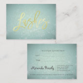 Blue Gold Lashes Script Makeup Appointment Afsprakenkaartje (Voorkant / Achterkant)