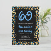 Blue Gold Leopard gekleurd zwart 60th Birthday Kaart (Staand voorkant)