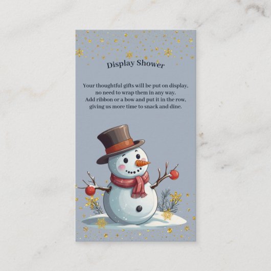 Blue & Gold Little Snowflakes Snowman Baby shower Informatiekaartje (Voorkant)