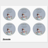 Blue & Gold Little Snowflakes Snowman Baby shower Ronde Sticker (Vel)