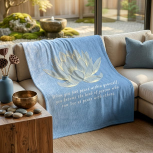Blue Gold Lotus Yoga Meditatie Instructeur Citaten Fleece Deken