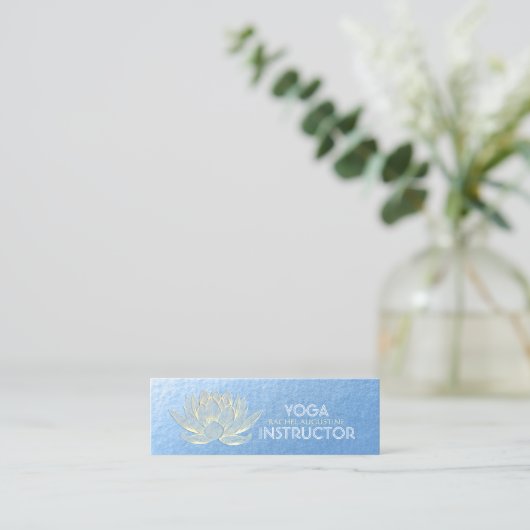 Blue Gold Lotus Yoga Meditation Reiki Instructor Mini Visitekaartje (Staand voorkant)