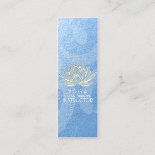 Blue Gold Lotus Yoga Meditation Reiki Instructor Mini Visitekaartje (Voorkant)