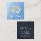 Blue Gold Lotus Yoga Meditation Reiki Instructor Vierkante Visitekaartje (Voorkant / Achterkant)