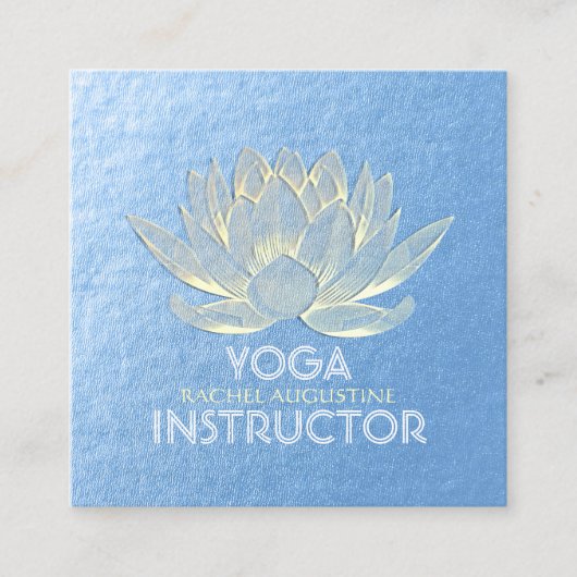 Blue Gold Lotus Yoga Meditation Reiki Instructor Vierkante Visitekaartje (Voorkant)