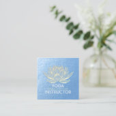Blue Gold Lotus Yoga Meditation Reiki Instructor Vierkante Visitekaartje (Staand voorkant)