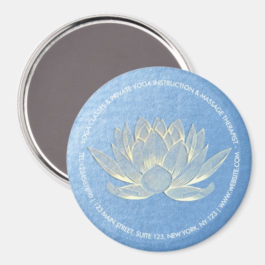 Blue Gold Lotus Yoga Studio Meditation Instructor Magneet (Voorkant / Achterkant)