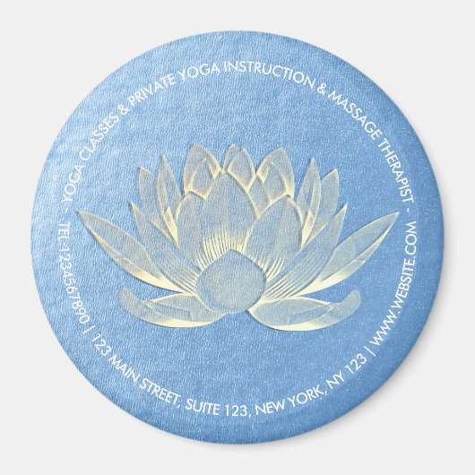 Blue Gold Lotus Yoga Studio Meditation Instructor Magneet (Voorkant)