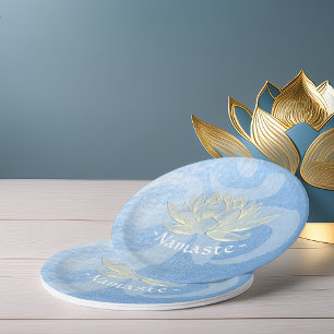 Blue Gold Lotus Yoga Studio Meditation Instructor Papieren Bordje