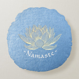 Blue Gold Lotus Yoga Studio Meditation Instructor Rond Kussen