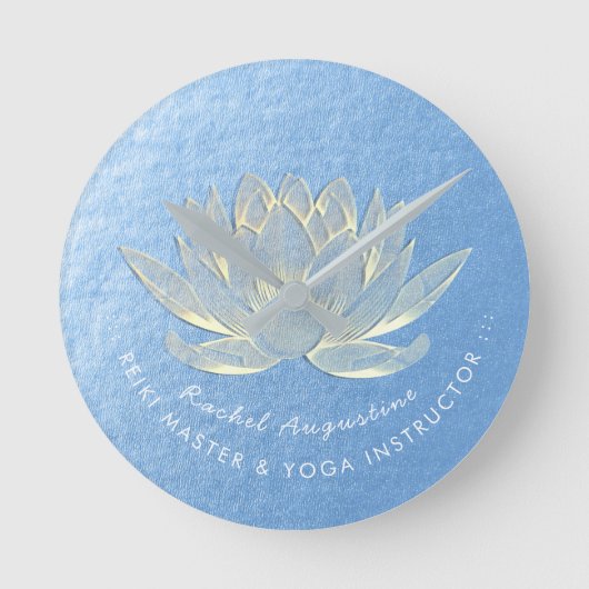 Blue Gold Lotus Yoga Studio Meditation Instructor Ronde Klok (Voorkant)