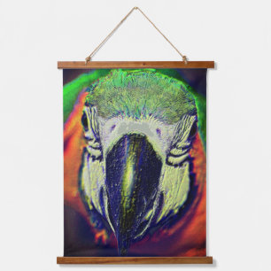 Blue Gold Macaw Face Parrot Fantasy Art Hangend Wandkleed